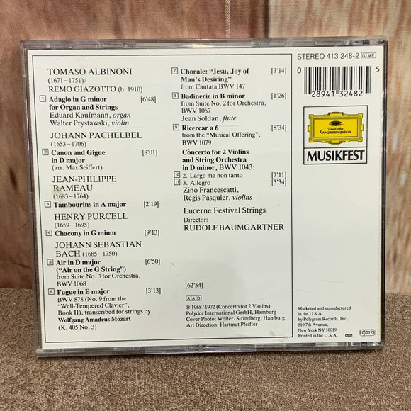 1990 Various Baroque Albininoni Adagio Bach Air Musikfest Audio Music CD - Picture 3 of 3